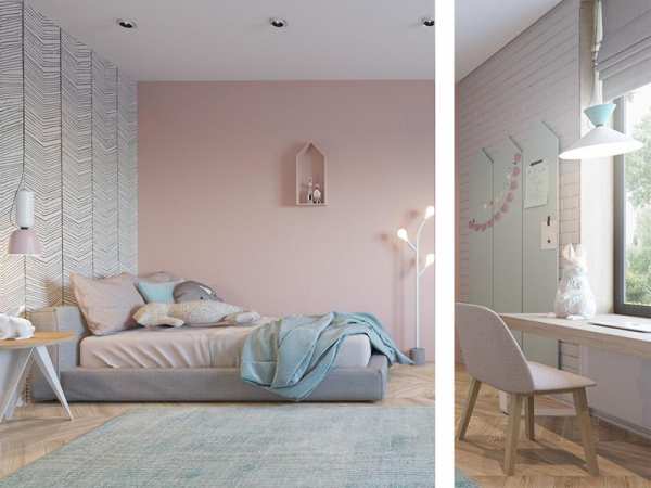 Thiết kế phòng ngủ nhỏ 10m2 sắc hồng