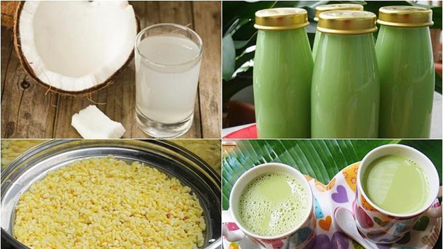 cách làm sữa đậu xanh cho bé: sữa đậu xanh + nước cốt dừa