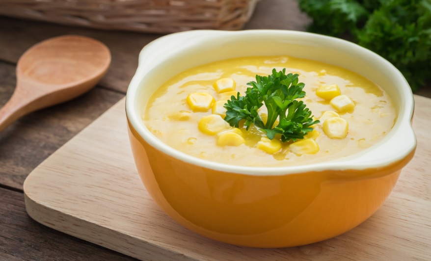 Cách nấu súp ngô cho bé: súp ngô cua phô mai 