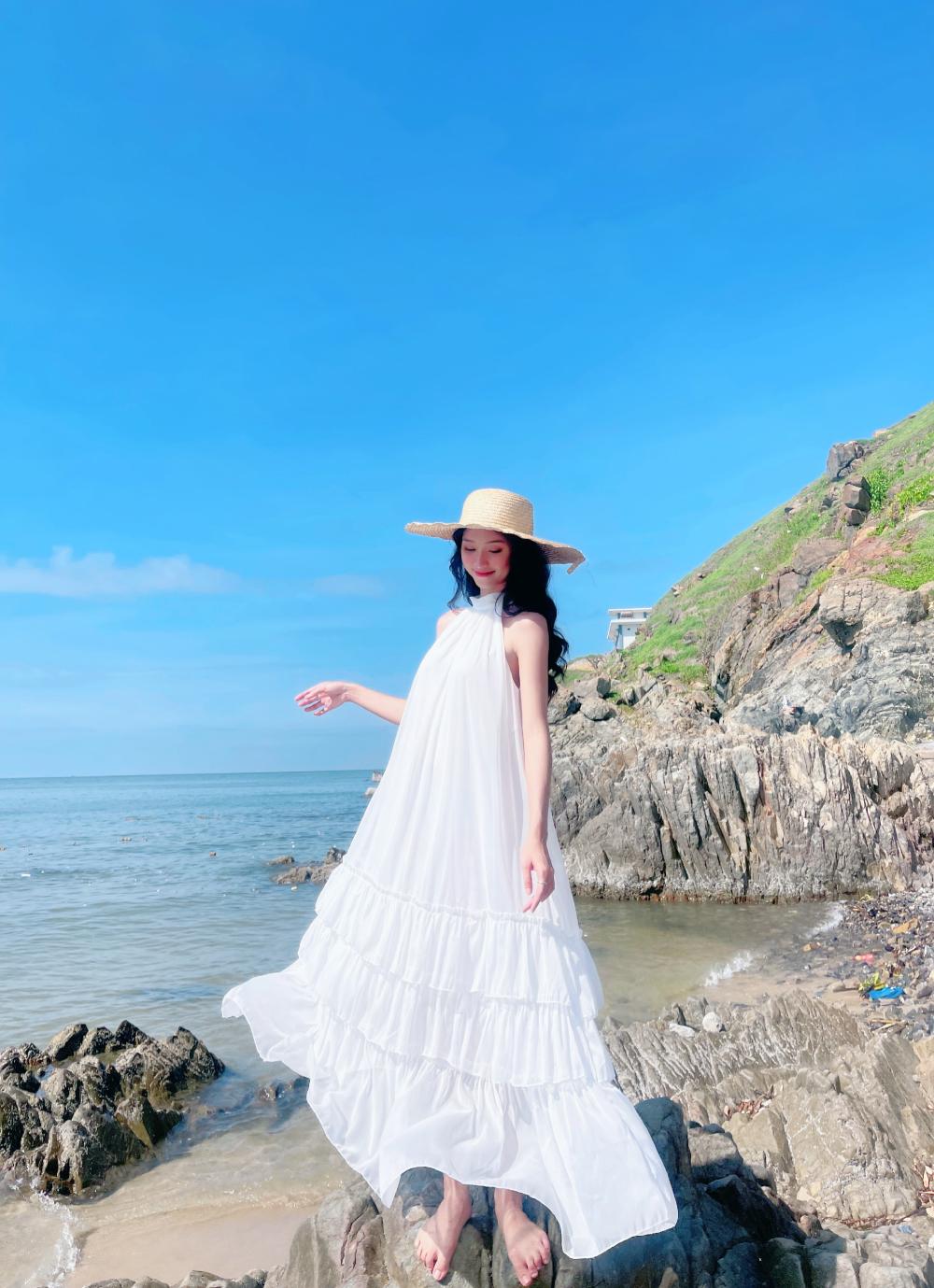MIỄN PHÍ SHIP 2022) Đầm maxi hoa màu xanh tay phồng, váy xẻ tà dáng dài,  đầm hoa nhí màu hè đi biển trễ vai | Shopee Việt Nam