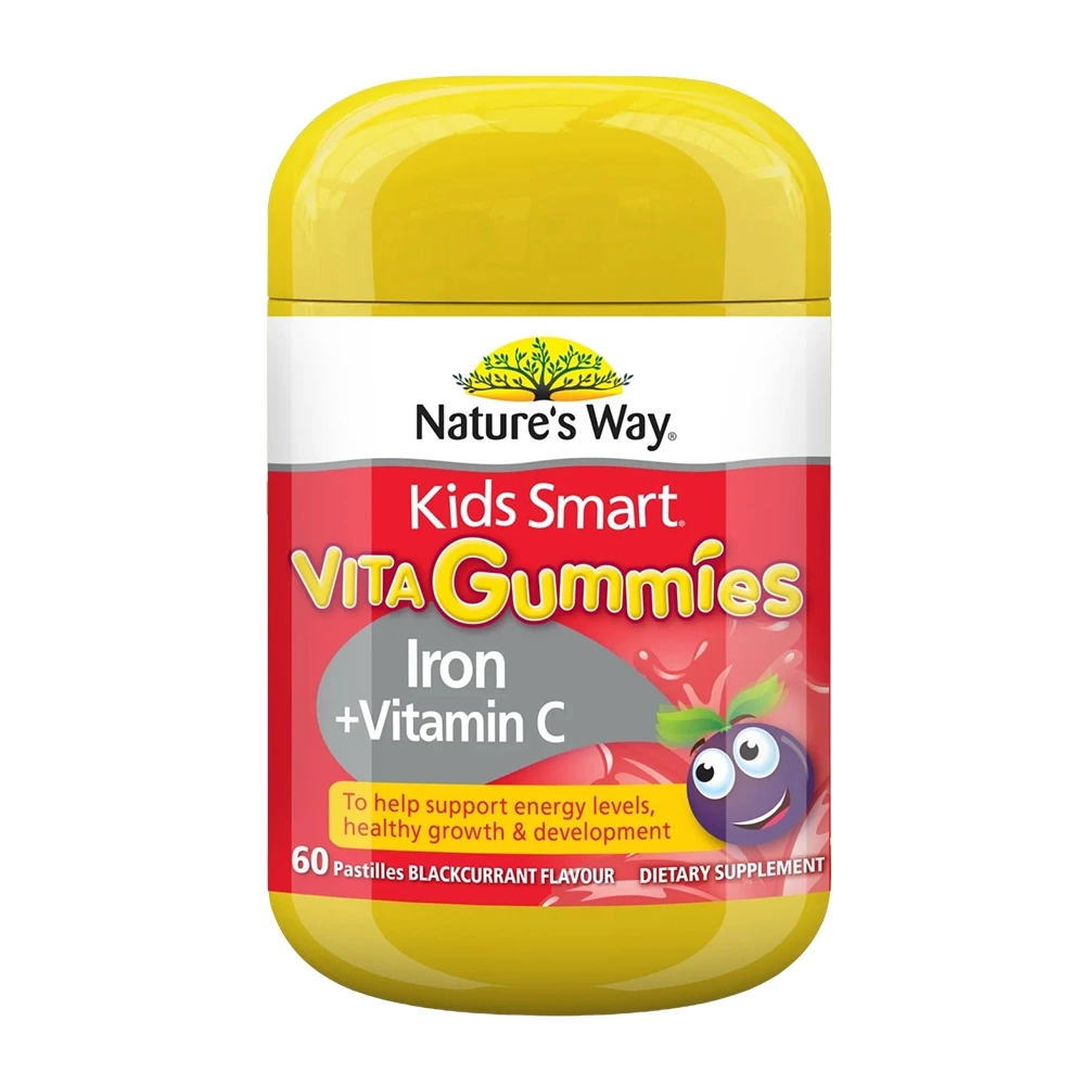 Kẹo dẻo Nature's Way Kids Smart Vita Gummies Iron + Vitamin C bổ sung sắt hữu cơ và vitamin cho bé