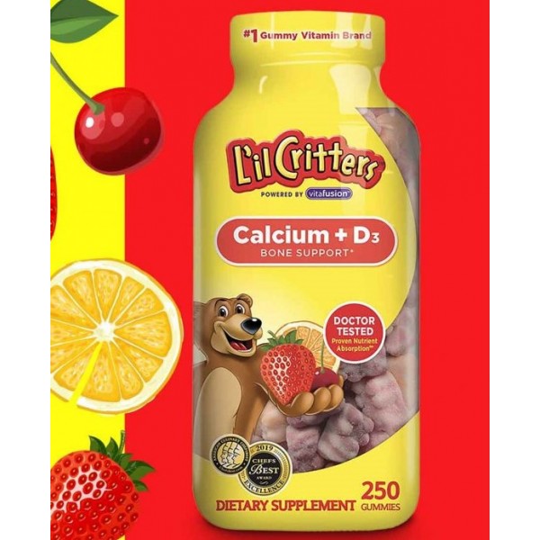 Kẹo vitamin cho bé Lil Critters Calcium + D3