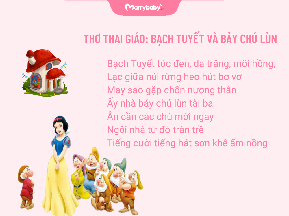 Hình ảnh thơ thai giáo: Bạch Tuyết và Bảy Chú Lùn
