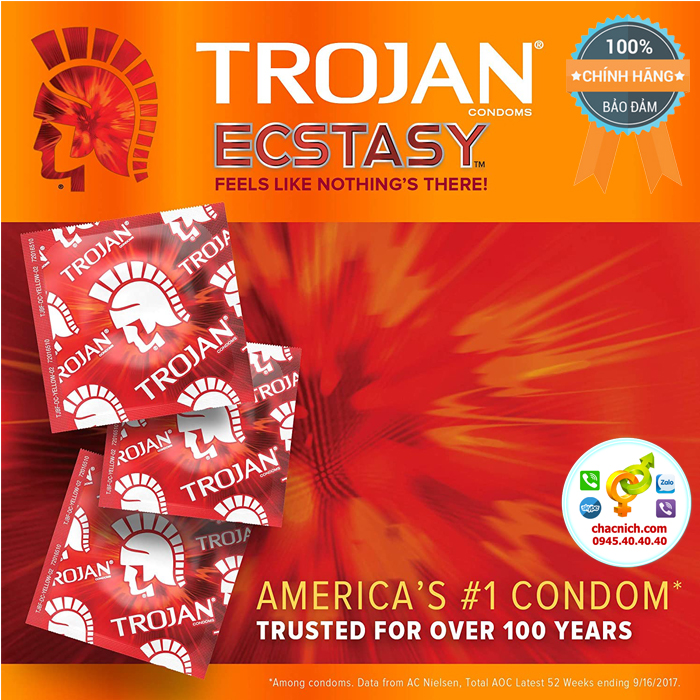 Bao cao su tăng cảm giác cho nữ Trojan Ultra Ribbed Ecstasy Condoms