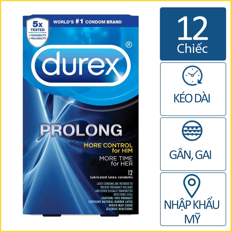 Bao cao su kéo dài thời gian quan hệ Durex Prolonged Condoms