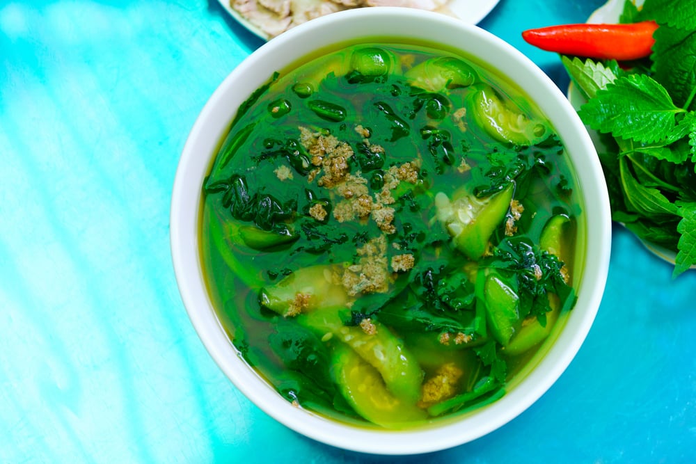 Canh rau mồng tơi nấu cua đồng